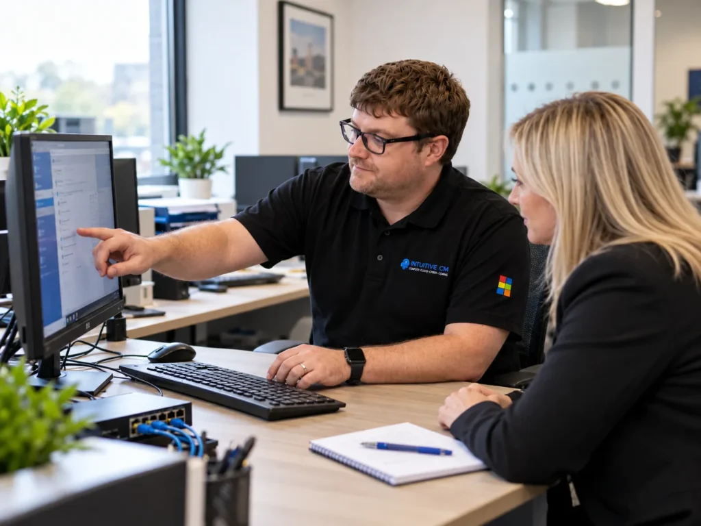 Onsite IT engineer helping a client